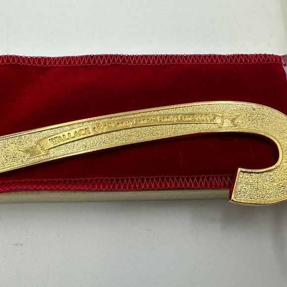 NIB!! Wallace 41st Edition Gold Plated & Enameled Candy Cane Ornament - Picture 2 of 7